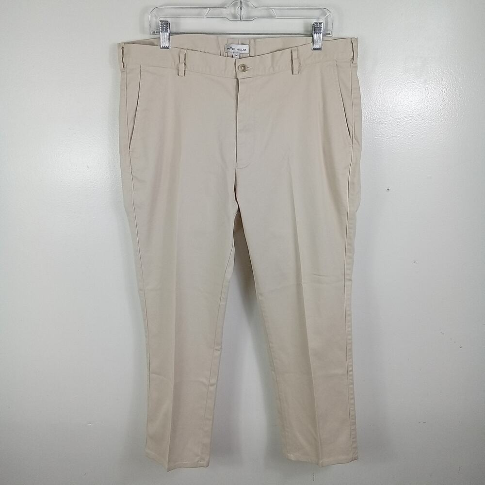 Peter Millar Crown Pilot Twill Flat Front Trouser Chino Pants Size 36 Golf Pima